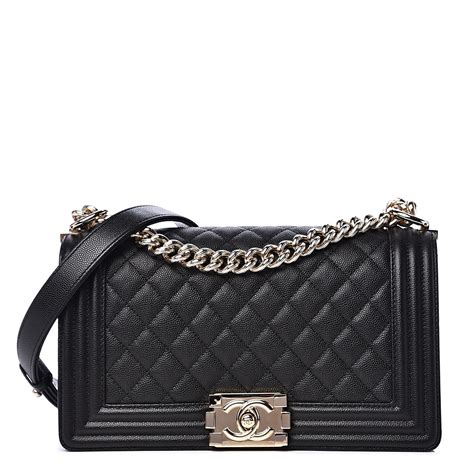 Chanel Boy Flap Quilted Caviar Medium So Black